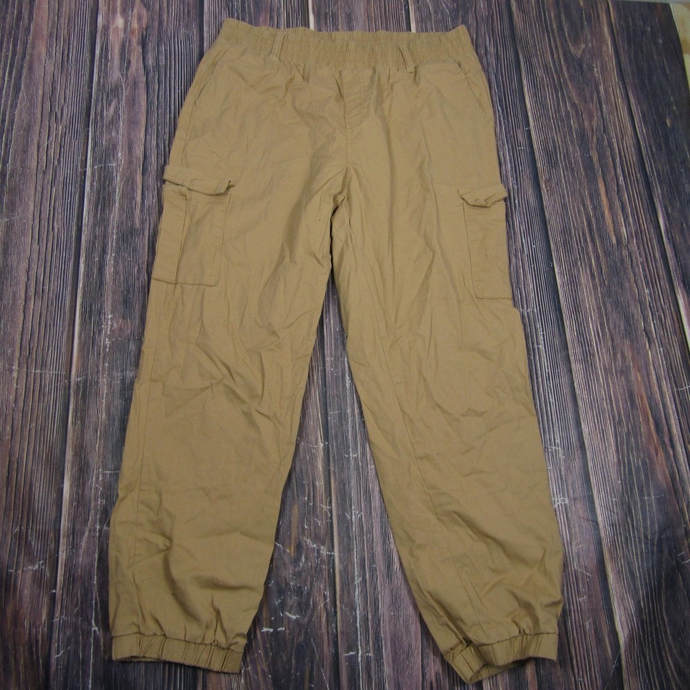 Cali 1850 Pants Womens L Brown Cotton Stretch Cargo Jogger Pockets Elastic Waist